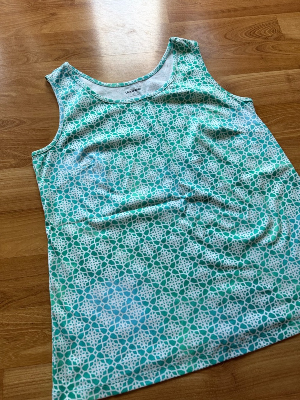 Lands’ End women’s green and white tank top lightweight great design size 1X